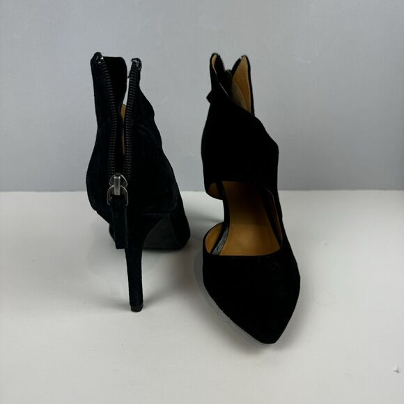 Tesori Black Suede Cross Strap Heels Size 6.5M Elegant Dress Shoes Cocktail date - Picture 3 of 11